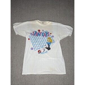 VTG RARE Stray Cats Pin-Up Struttin Across America White 1983 T Shirt Sz Medium